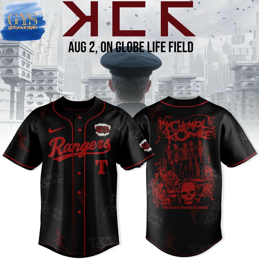 Texas Rangers x My Chemical Romance Long Live The Black Parade Baseball Jersey
